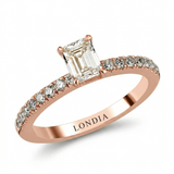 0.85 Ct. Natural Diamond Emerald Cut Design Ring with Side Stones, 18K Gold