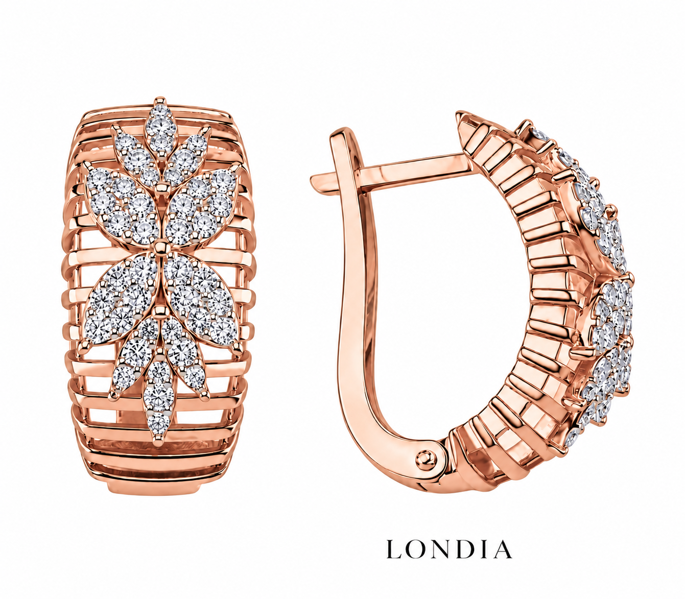 0.85 Carat Natural Diamond Flora Design Earrings