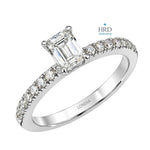 0.85 Ct. F Color HRD Certified Emerald Cut Diamond Side Stone Ring