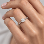 0.85 Ct. F Color HRD Certified Emerald Cut Diamond Side Stone Ring