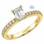0.85 Ct. F Color HRD Certified Emerald Cut Diamond Side Stone Ring