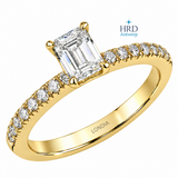 0.85 Ct. F Color HRD Certified Emerald Cut Diamond Side Stone Ring