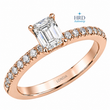 0.85 Ct. F Color HRD Certified Emerald Cut Diamond Side Stone Ring