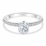 0.85 Ct. Natural Oval Diamond Solitaire Ring with Side Stones
