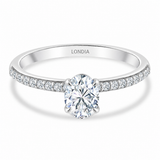 0.85 Ct. Natural Oval Diamond Solitaire Ring with Side Stones