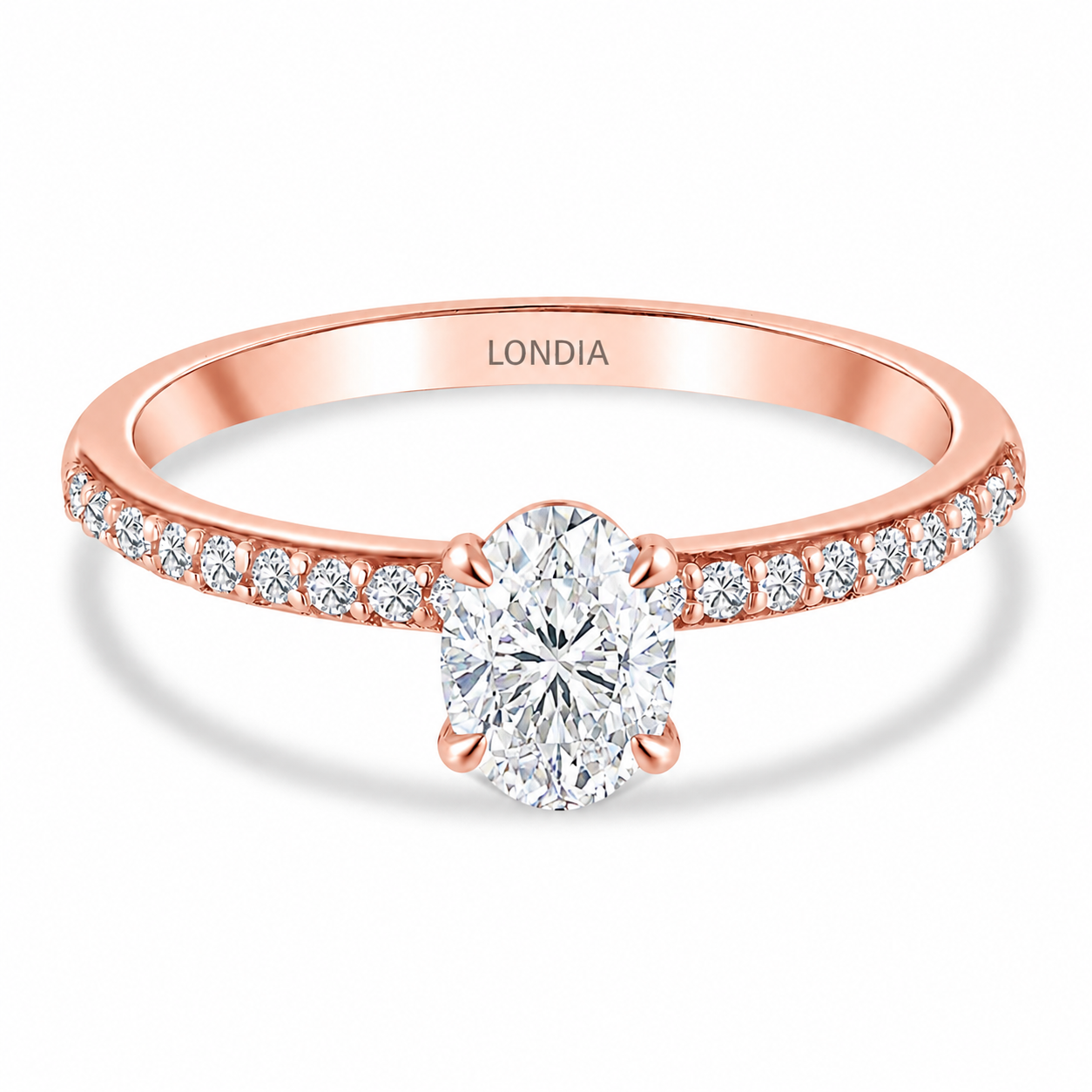 0.85 Ct. Natural Oval Diamond Solitaire Ring with Side Stones