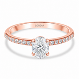 0.85 Ct. Natural Oval Diamond Solitaire Ring with Side Stones