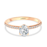 0.85 Ct. Natural Oval Diamond Solitaire Ring with Side Stones
