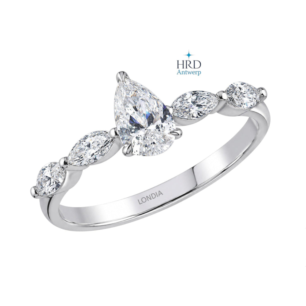 0.85 Ct. Natural Pear Diamond Marquise Design Solitaire Ring