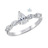 0.85 Ct. Natural Pear Diamond Marquise Design Solitaire Ring