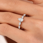 0.85 Ct. Natural Pear Diamond Marquise Design Solitaire Ring
