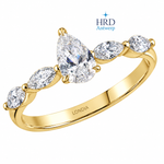0.85 Ct. Natural Pear Diamond Marquise Design Solitaire Ring