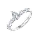 0.85 Ct. Natural Pear Diamond Solitaire ''Modern'' Ring in 14K Gold