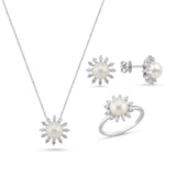 0.90 Carat Natural Diamond and Pearl Jewelry Set