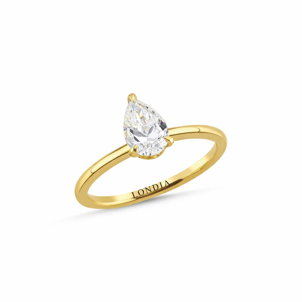 0.90 Carat Pear Cut Solitaire Diamond Ring