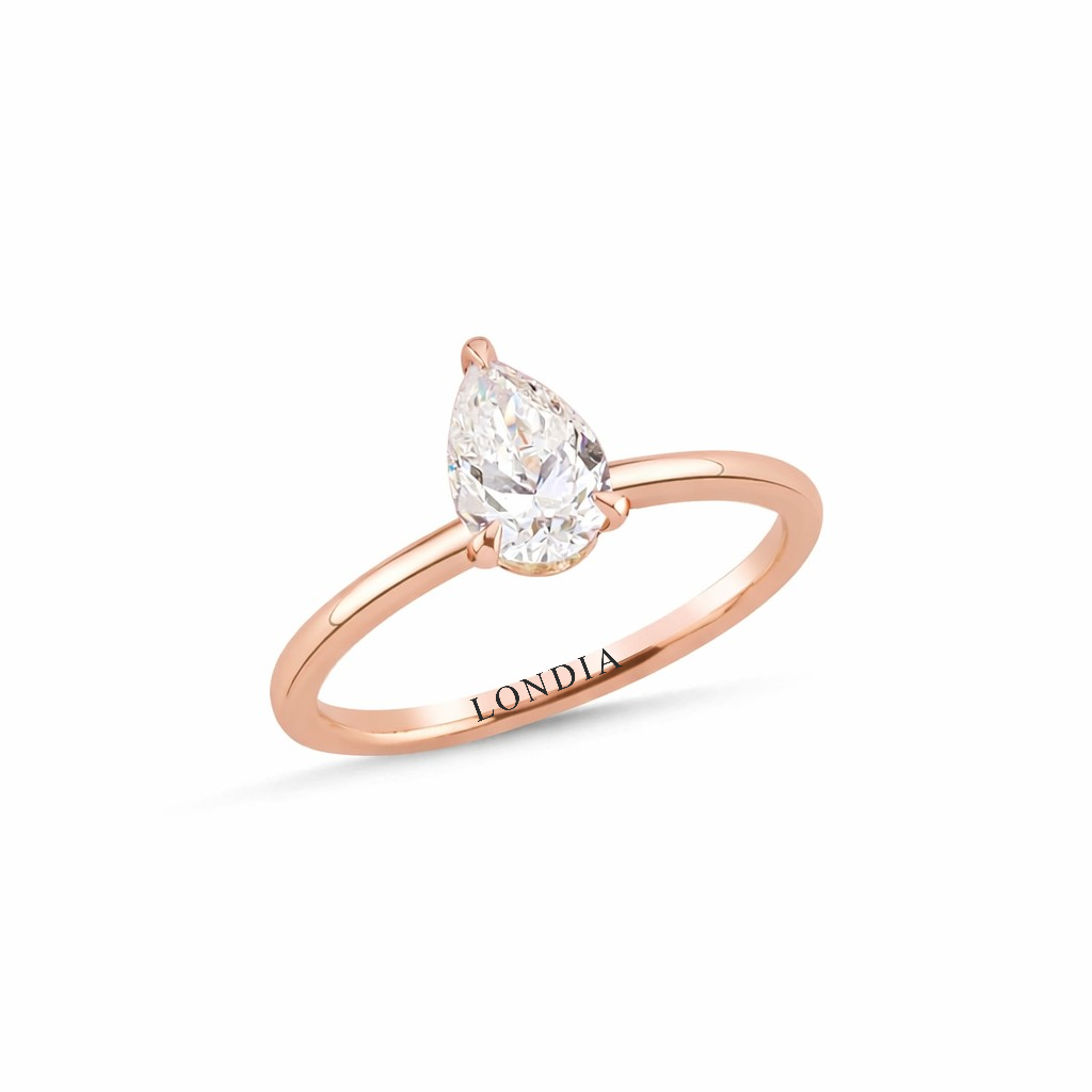 0.90 Carat Pear Cut Solitaire Diamond Ring