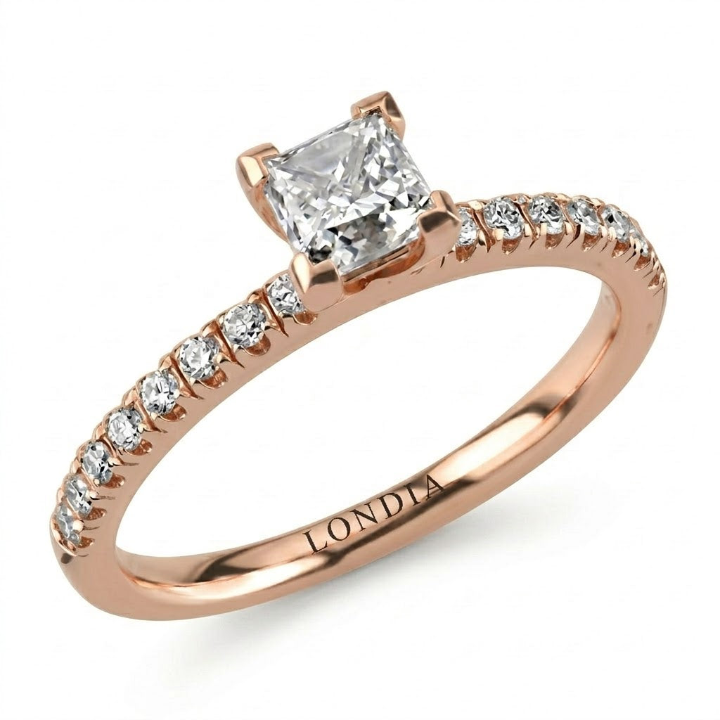 0.90 Ct. Natural Diamond Side-Stone Design Ring, 14K Gold
