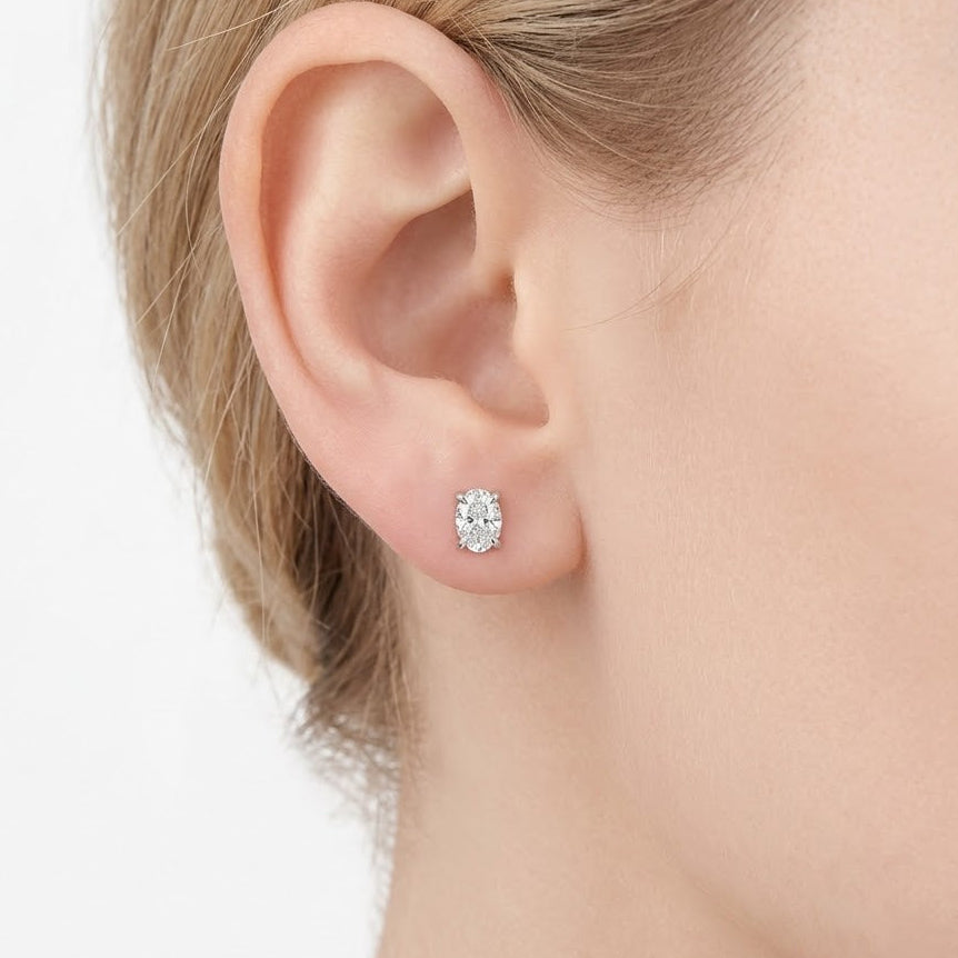 Natural Diamond Oval Necklace & Earring Set