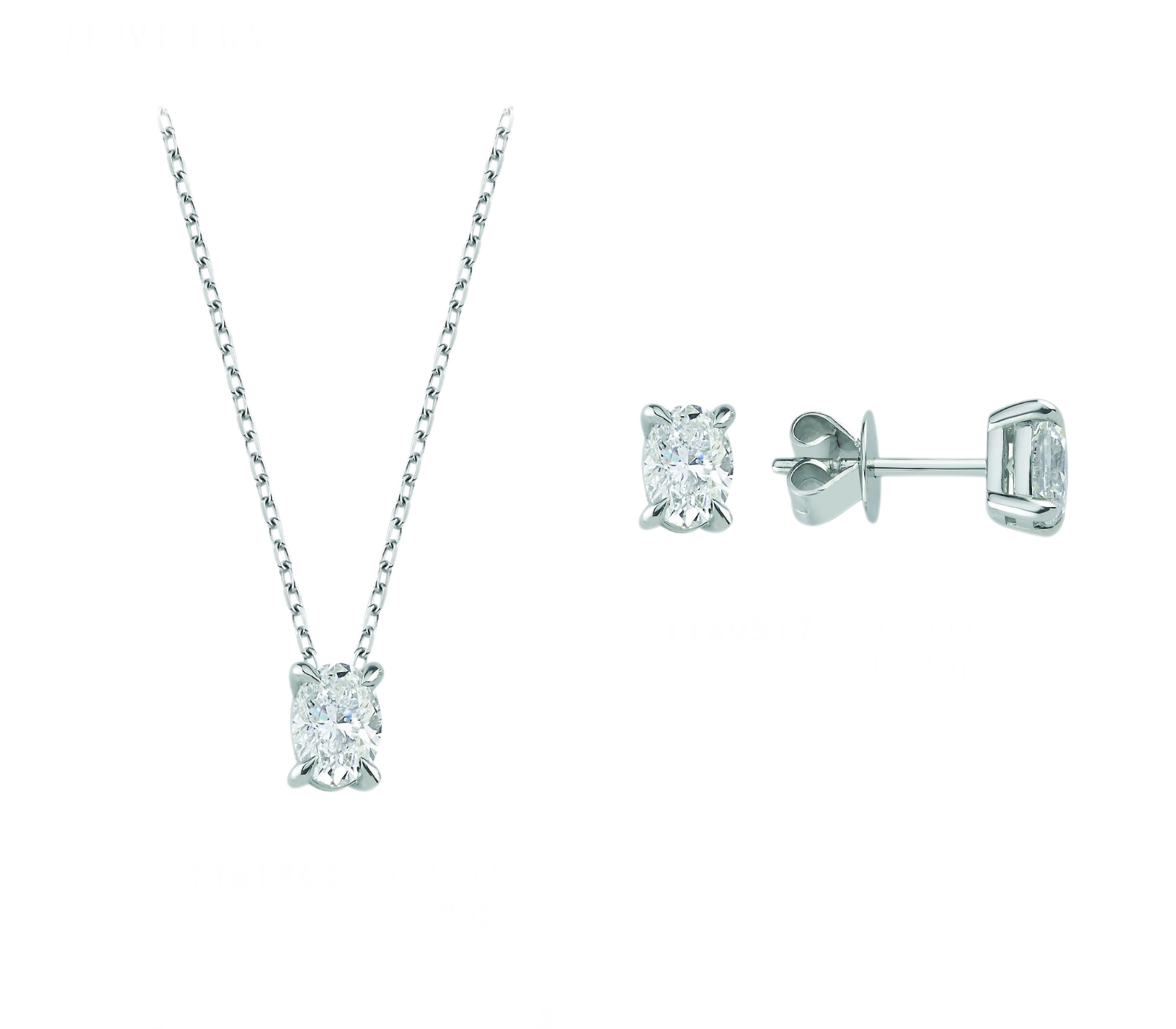 Natural Diamond Oval Necklace & Earring Set
