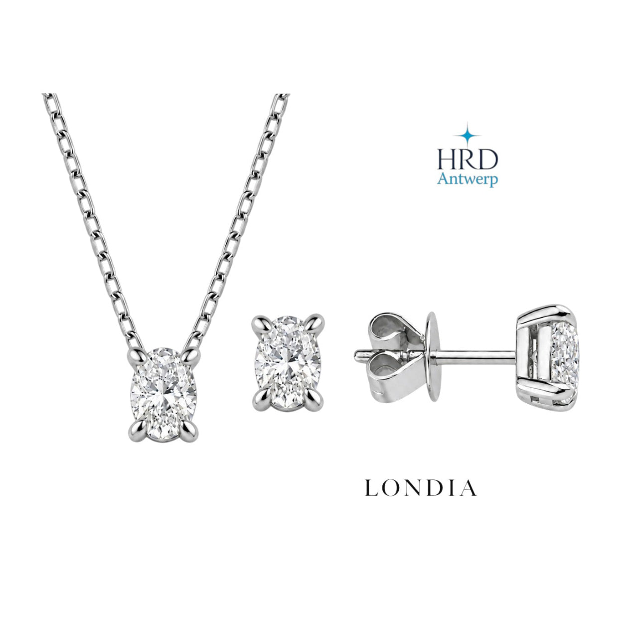 0.90 Carat Natural Diamond HRD Certified Oval Solitaire Design Set