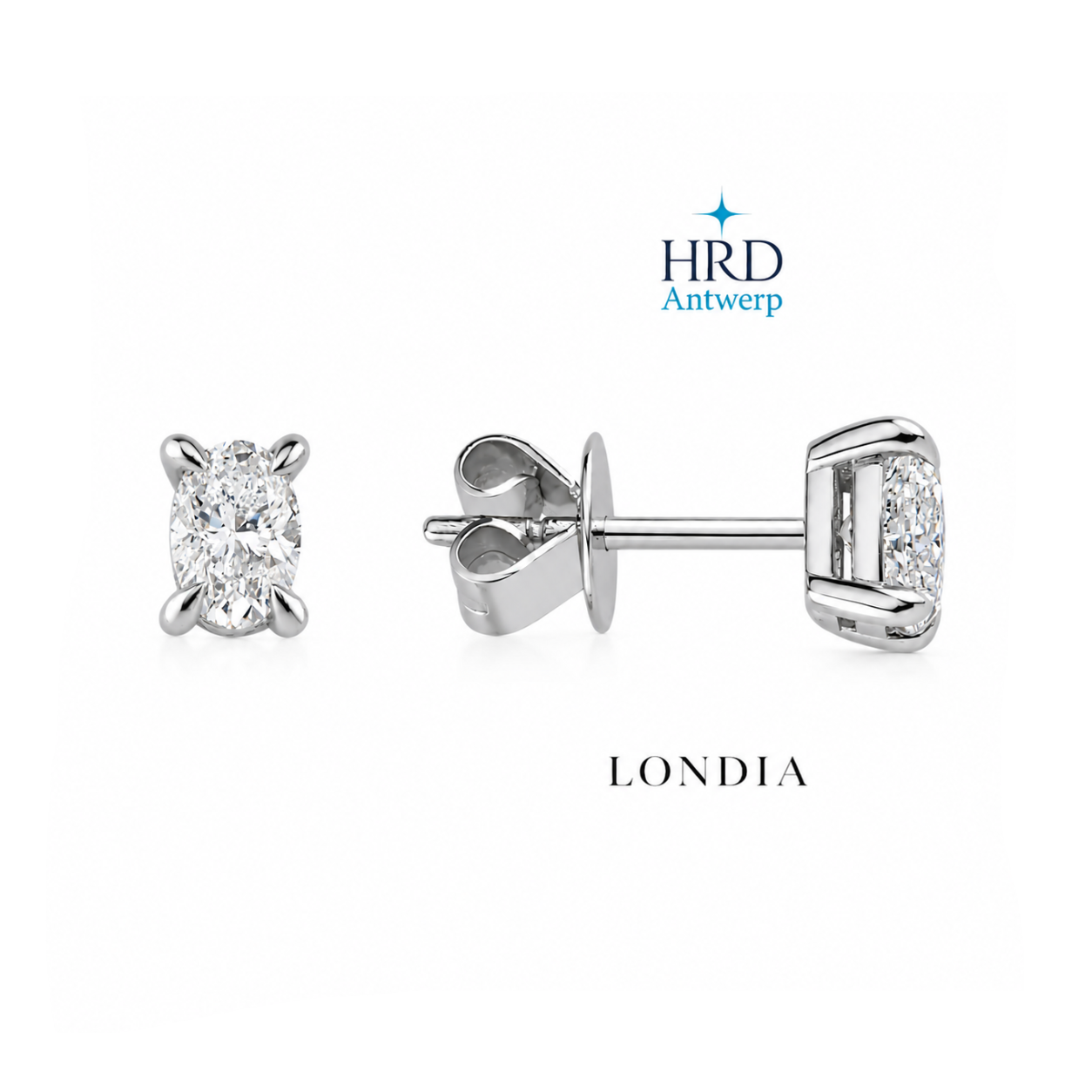0.90 Carat Natural Diamond HRD Certified Oval Solitaire Design Set