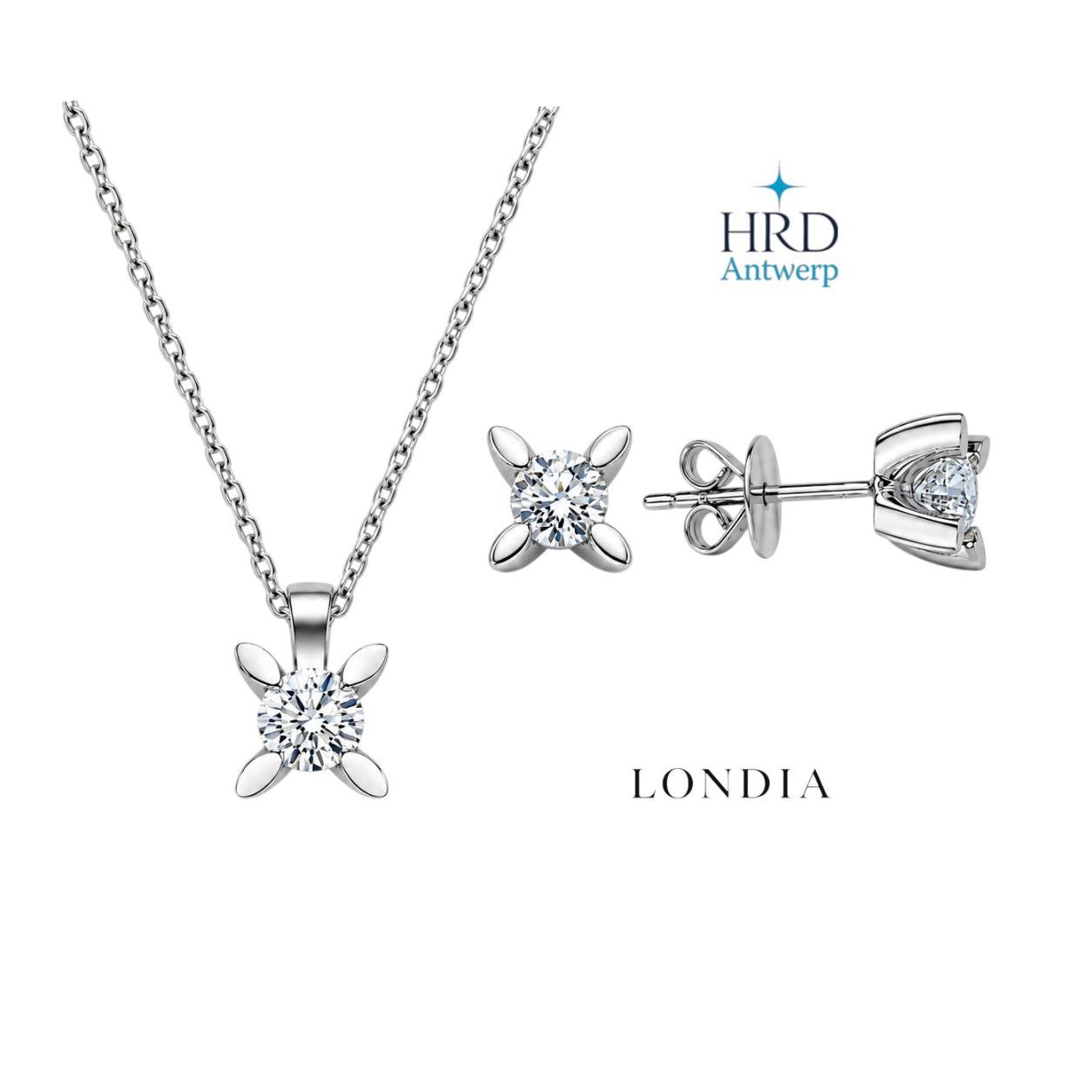 0.90 Ct. F Color Natural Diamond HRD Certified Butterfly Solitaire Set