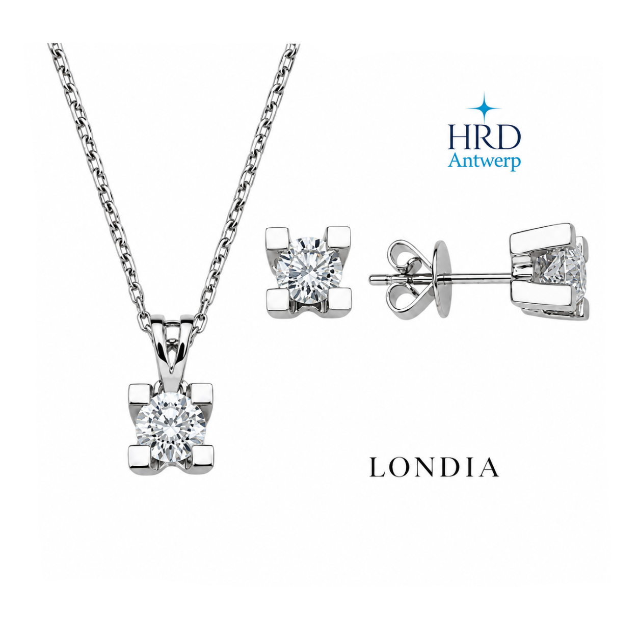 0.90 Ct. F Color Natural Diamond HRD Certified Valentine Solitaire Set