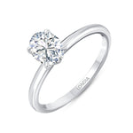 0.90 Ct. Natural Diamond Oval Solitaire ''Modern'' Ring in 14K Gold