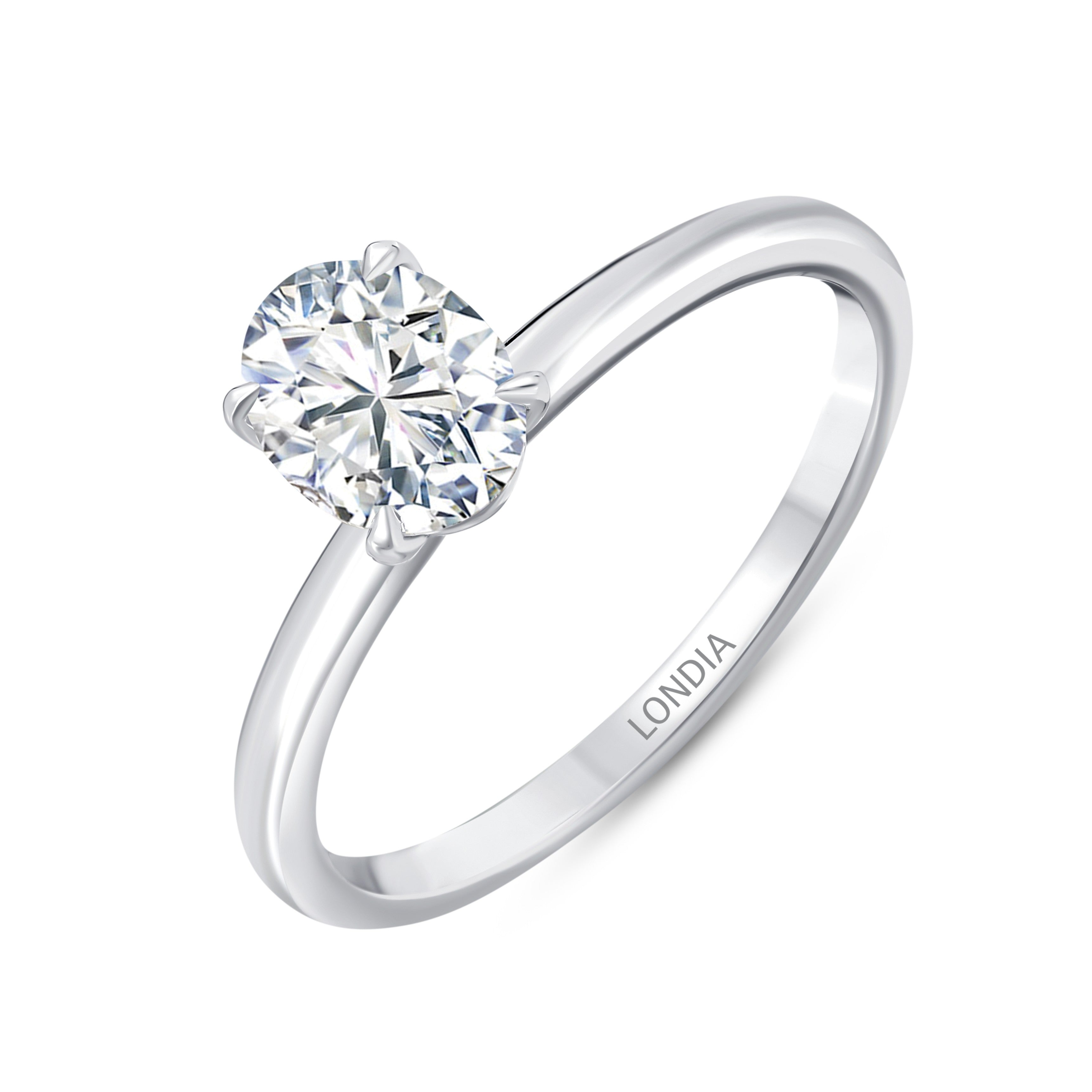 0.90 Ct. Natural Diamond Oval Solitaire ''Modern'' Ring in 14K Gold