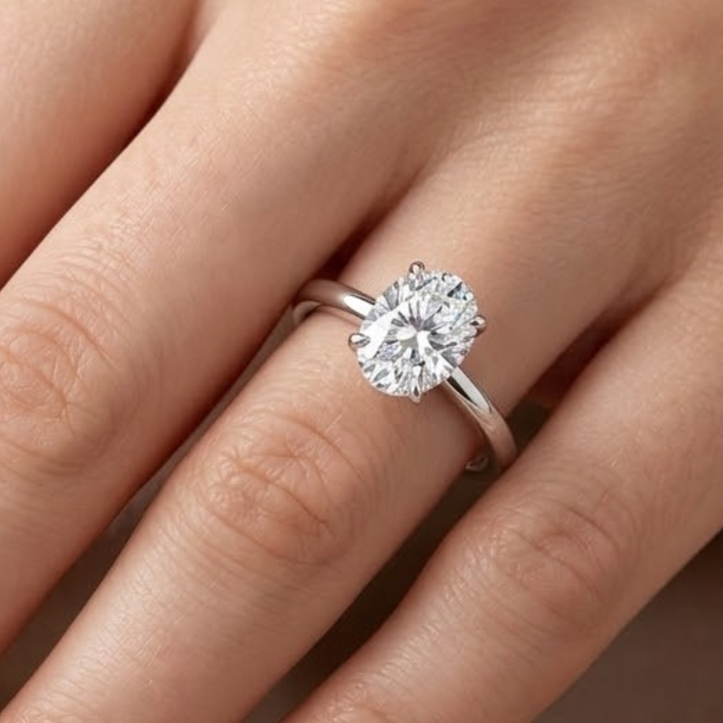 0.90 Ct. Natural Oval Diamond Solitaire Ring