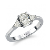 0.95 Ct. Natural Oval Diamond Side Stone Ring, 14K Gold