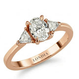 0.95 Ct. Natural Oval Diamond Side Stone Ring, 14K Gold
