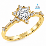 0.95 Carat F Color HRD Internationally Certified Lotus Solitaire Diamond Ring