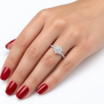 0.95 Ct. F Color HRD Certified Lotus Solitaire Ring with Side Diamonds