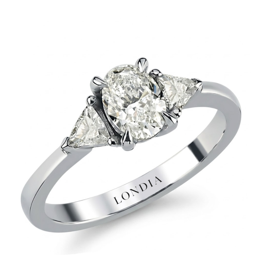 0.95 Ct. Natural Oval Diamond Solitaire Ring with Side Stones