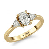 0.95 Ct. Natural Oval Diamond Solitaire Ring with Side Stones