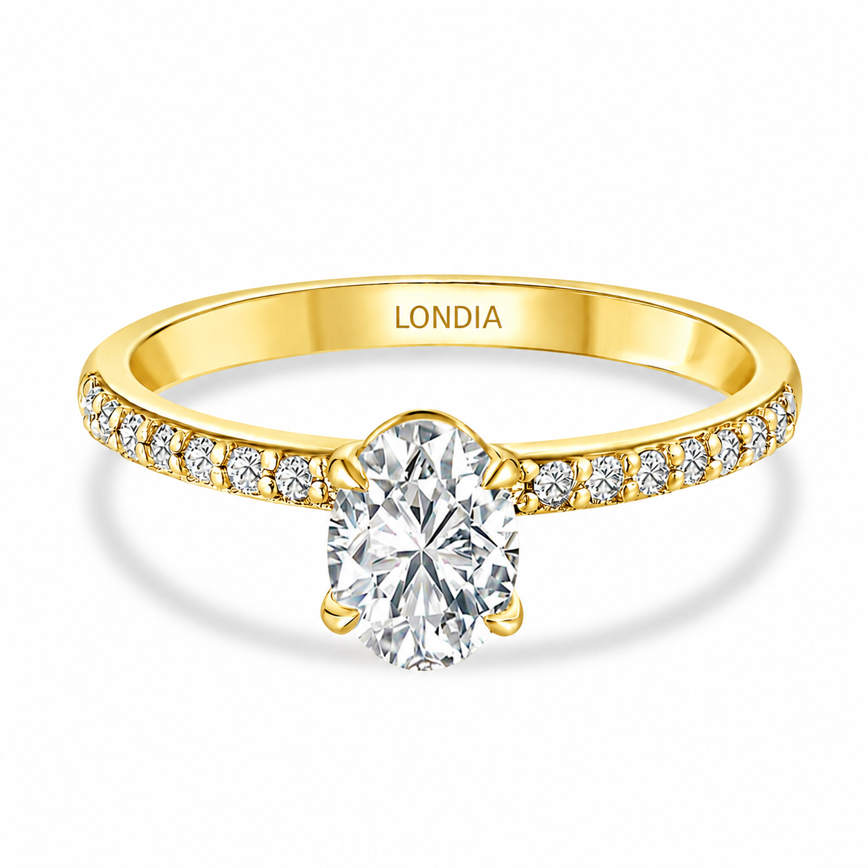 0.95 Ct. Natural Oval Diamond Solitaire Ring with Side Stones