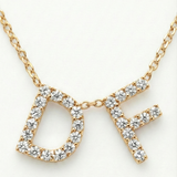 0.20 Carat Diamond Letter Design Necklace in 14K Solid Gold