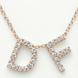0.20 Carat Diamond Letter Design Necklace in 14K Solid Gold