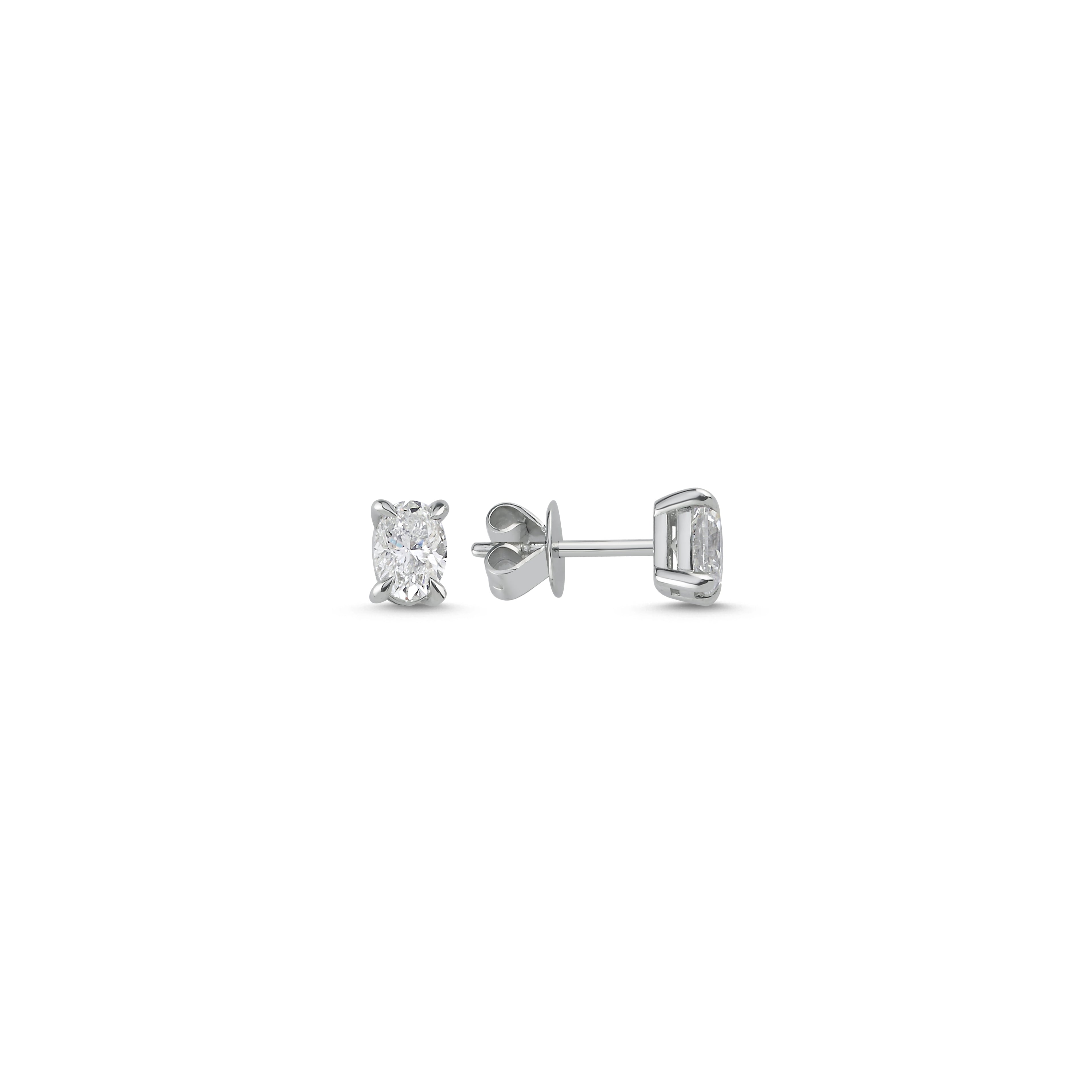 Natural Diamond Oval Earrings