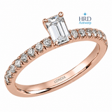 0.65 Ct. F Color HRD Certified Emerald Cut Diamond Side Stone Ring