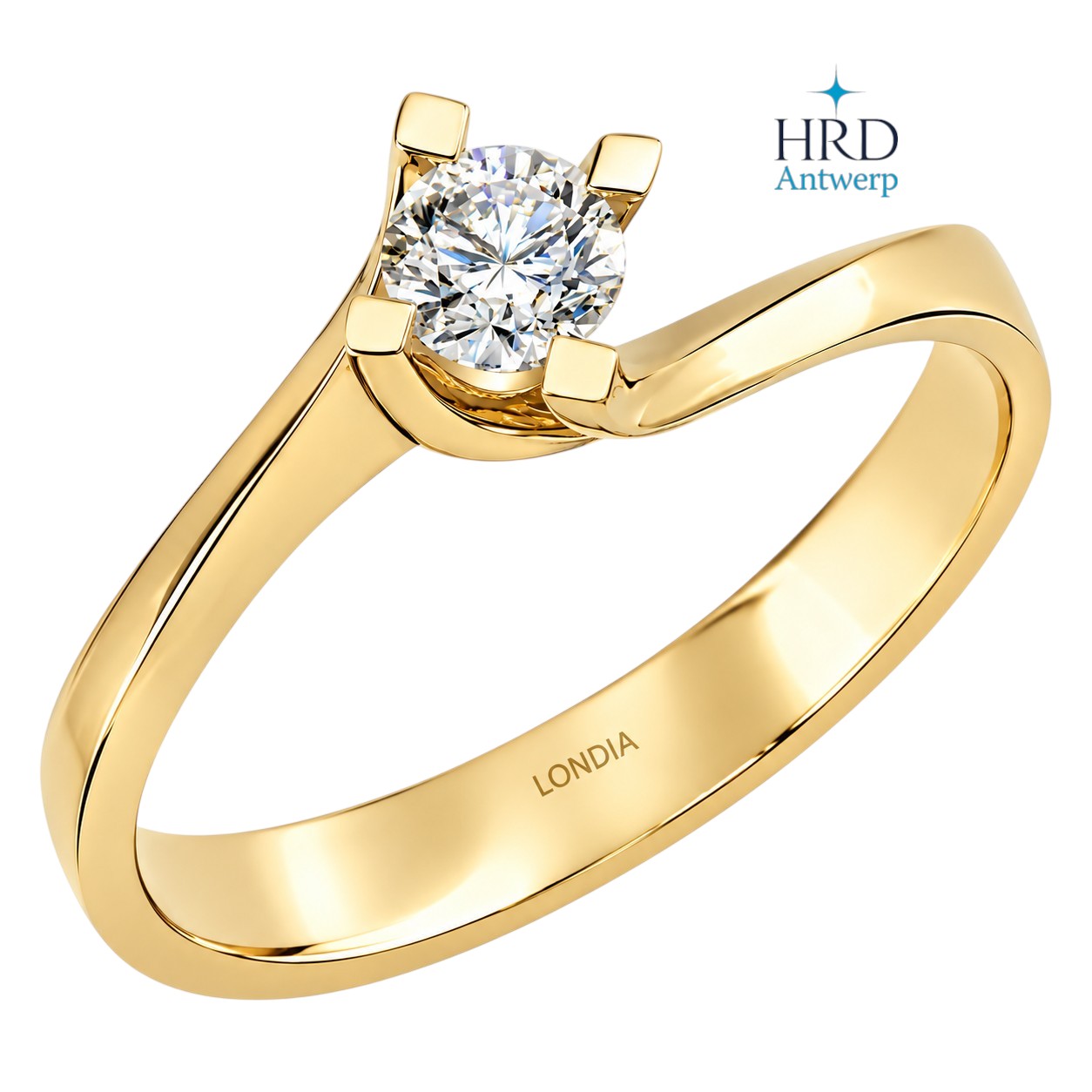 0.30 Ct. F Color HRD Certified Valentine Design Solitaire Ring