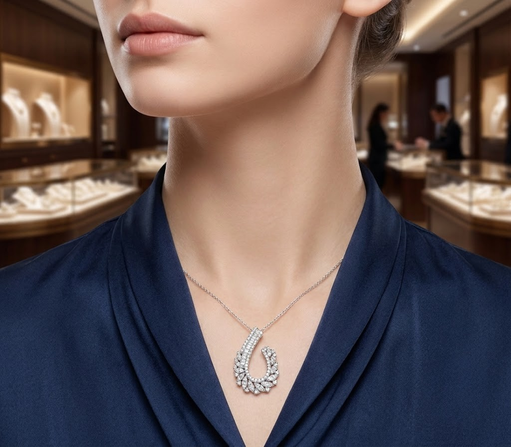 1.00 Carat Diamond Designer Necklace in 18K Solid Gold