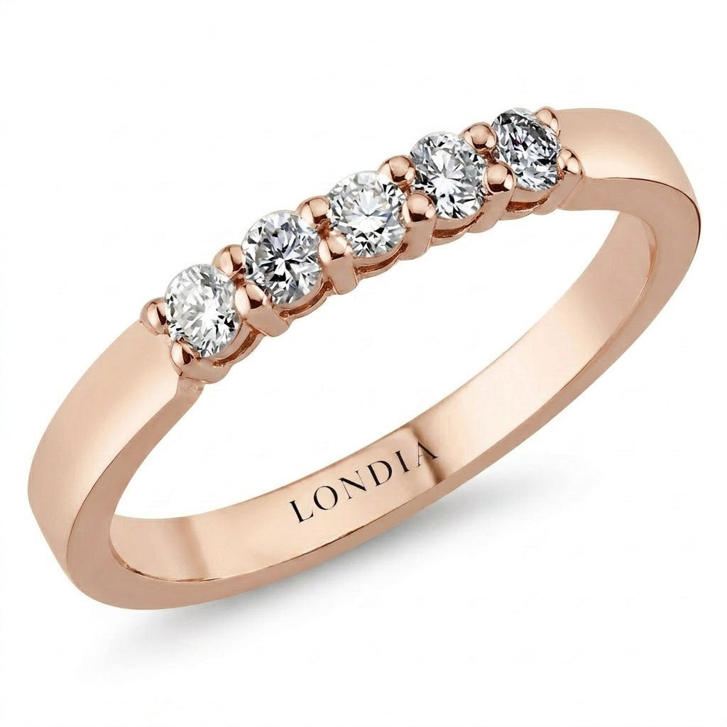 0,30 Carat F Color Natural Diamond Five-Stone Ring