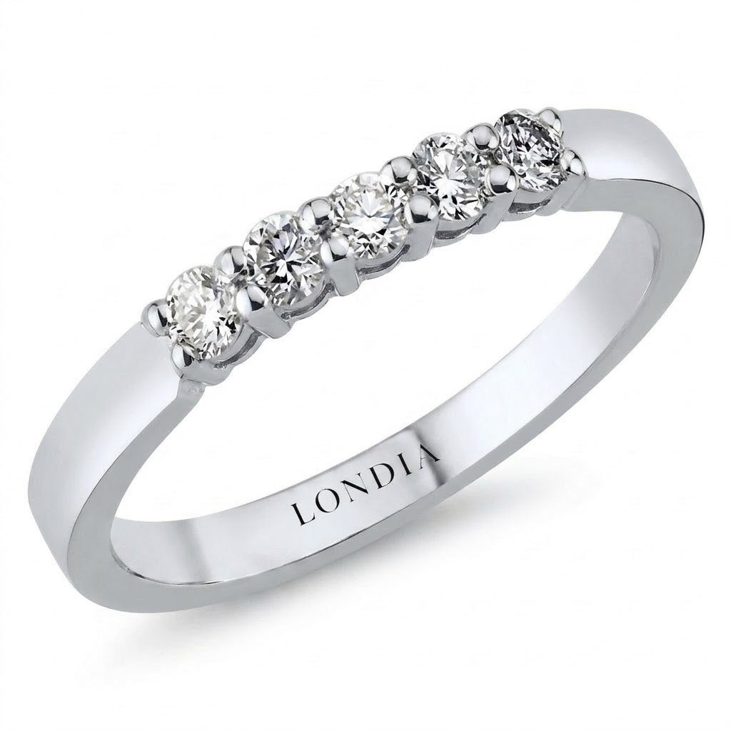 0,30 Carat F Color Natural Diamond Five-Stone Ring