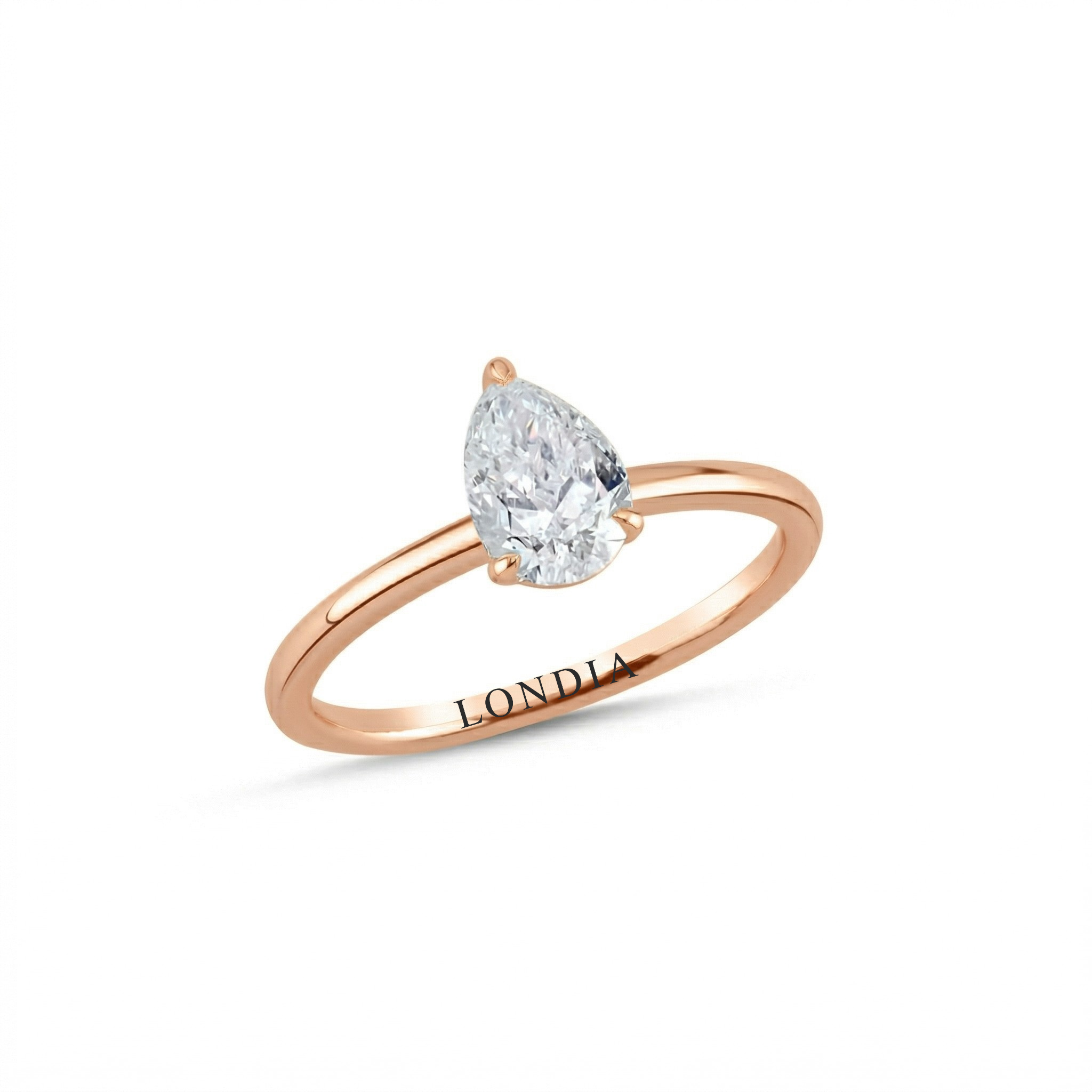 1.00 Carat Pear Cut Solitaire Diamond Ring