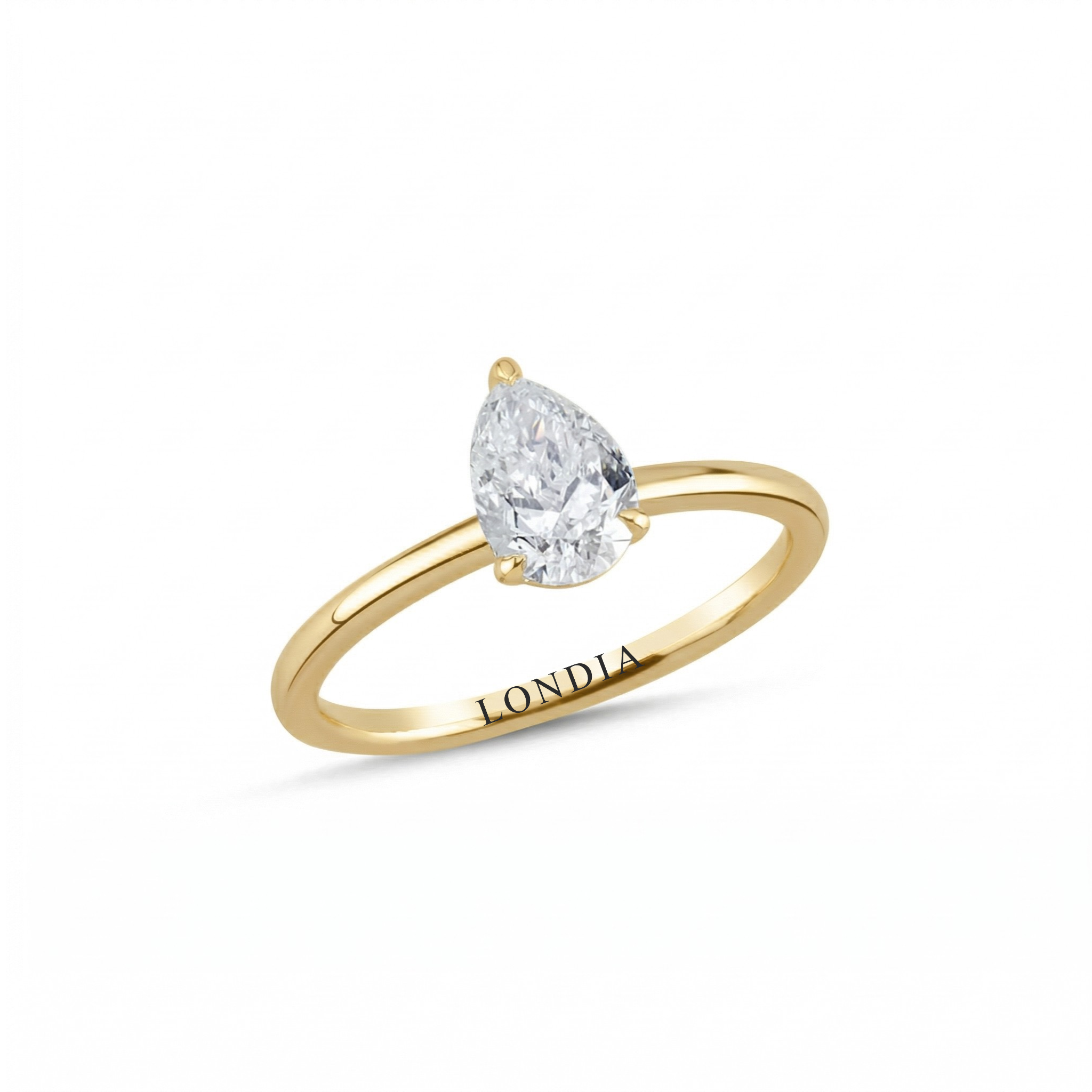 1.00 Carat Pear Cut Solitaire Diamond Ring