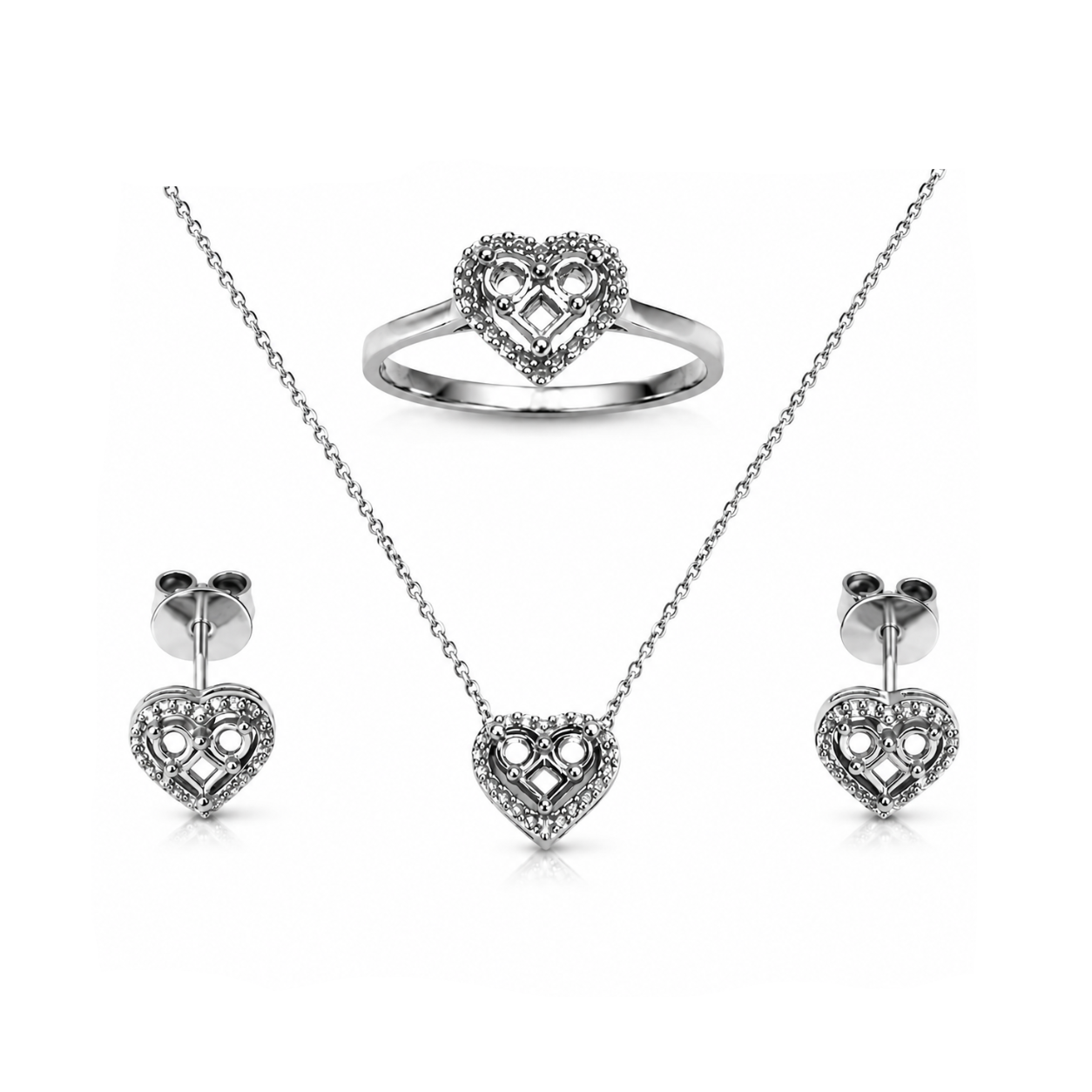 1.00 Ct. Heart design Jewelry Mounting Set in 14K Gold
