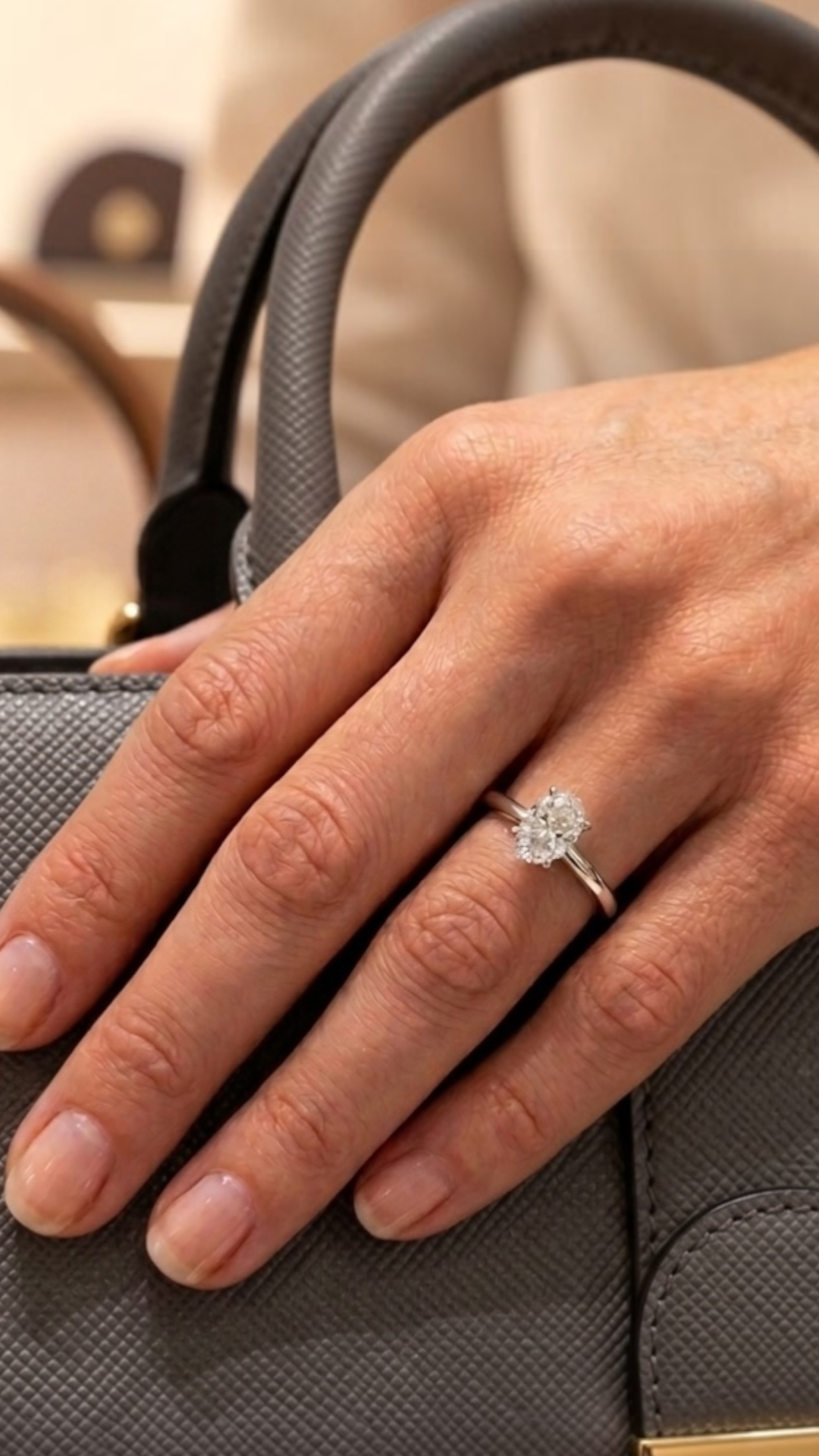 1.00 Ct. Natural Oval Diamond F Color HRD Certified Modern Solitaire Ring