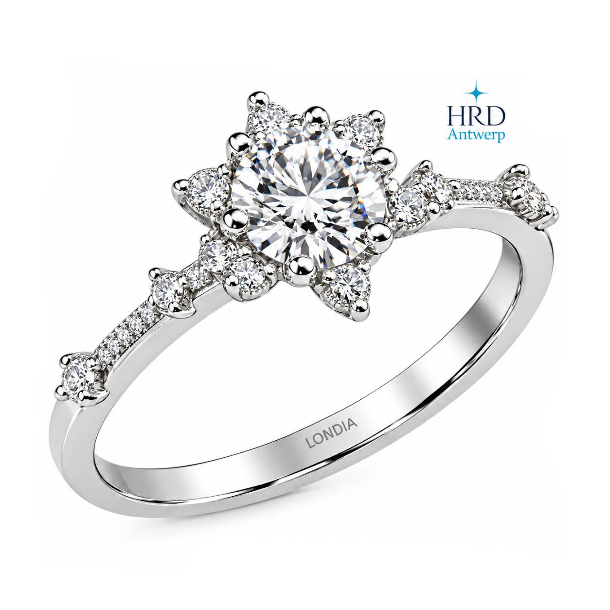 1.00 Carat F Color HRD Internationally Certified Lotus Solitaire Diamond Ring